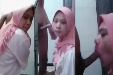 Jilbab Pink Nyedot Batang Gede Sampe Ngecrot Nikmat